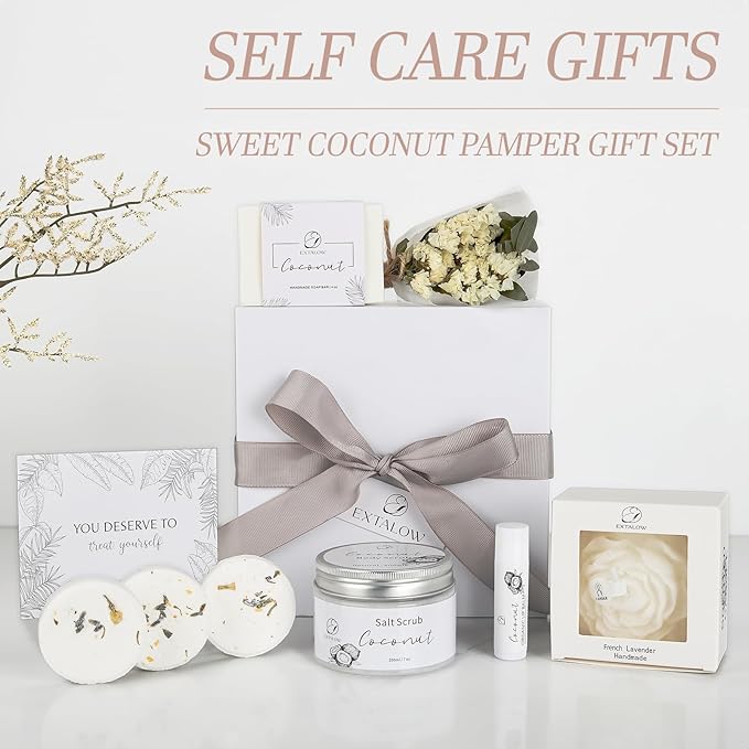 Spa Gifts for Women Bath and Body Gift Basket Christmas Gifts Coconut Lavender Home Spa Set Self Care Gift for Mom Sister Her Wife Birthday Gifts Spa Kit Care Package Thank You Gift
