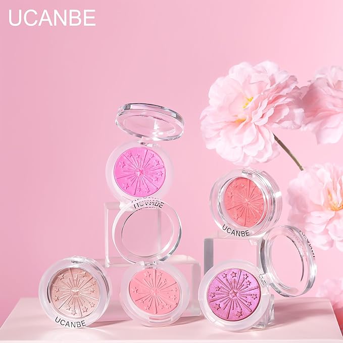 UCANBE Baked Blush for Cheek, Glow Blushing Palette - Seamless Silky Blendable Powder Blush Makeup Palette, Delivering Long Last Natural Ruddy Complexion, 01 First Sight