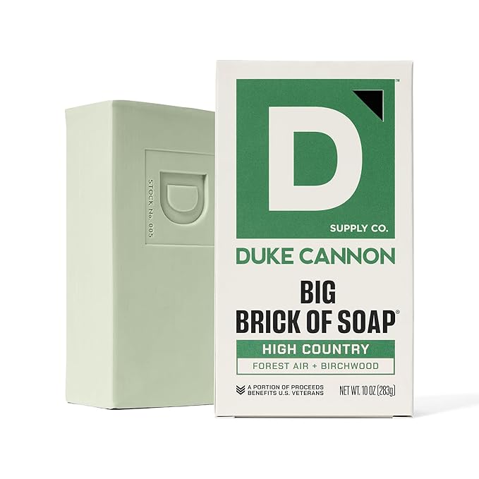 Duke Cannon Supply Co. Extra Large Big Brick Bar Soap - Men's Triple-Milled Bar Soap with Masculine Scents - Forest Air + Birchwood - All Skin Types - High Country, 10 oz