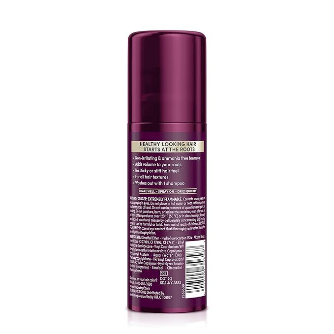 Schwarzkopf Keratin Color Root Temporary Hair Color Spray, Dark Brown - Salon Inspired Temporary Hair Dye, for up 100% Gray Coverage and Thicker Looking Roots, Ammonia free