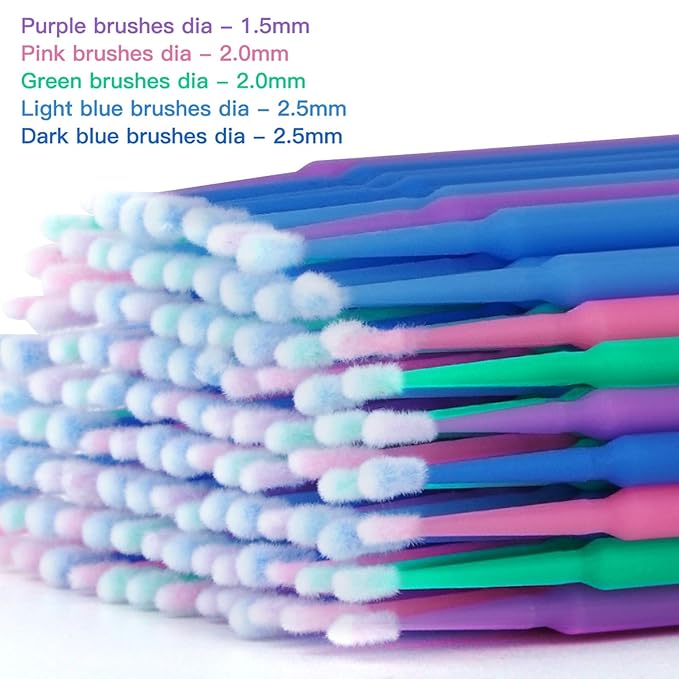 Cuttte 500PCS Disposable Micro Swabs for Eyelash Extension, Micro Applicators Eyelash Swabs for Makeup Application Multi-colored (Head Diameter: 1.5/2.0/2.5 mm)