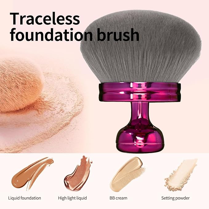 FUNAN Extra Large Body Makeup Brush For Self Tanner, Bronzer Blend &Self Tan Back Applicator, 75mm Wide-headed Kabuki Brush, Mushroom type Face Neck Body Leg Tanning Makeup purple