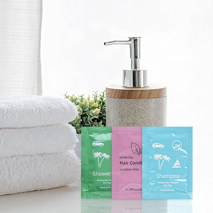 Body Wash Shampoo Conditioner Set Travel 0.28fl Oz,Travel Size Shower Gel Set,Shampoo and Conditioner Travel Bulk,Hotel Supplies Bulk Hygiene Kits for Homeless Guests Hotel (200)