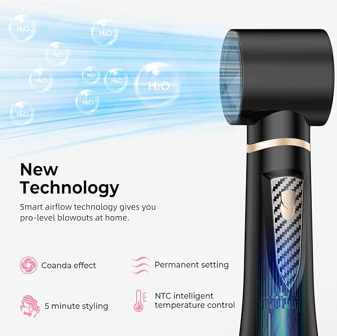 5 in 1 Blow Dryer Brush Set, 1000W Professional Hot Air Styler, Ionic Hair Dryer Brush, 3 Heat Settings, Auto Curling, Fast Drying, Ideal Hair Styling Tools Gift for Women, Black