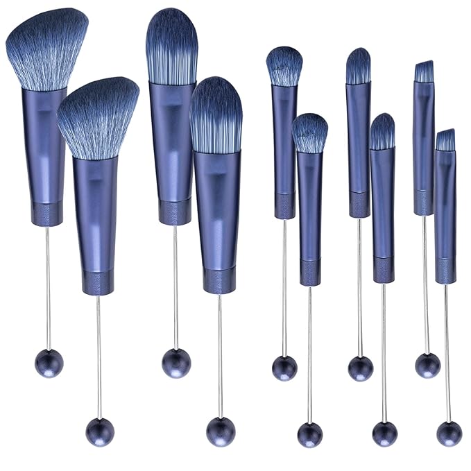 10Pieces Beadable Makeup Brushes Solid Color Diy Makeup Comestic Brushes Beaded Brushes Kit for DIY Beaded Eyeshadow Brush (Beadable Makeup Brushes-10pieces=2Sets)