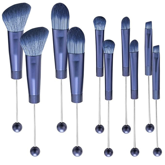 10Pieces Beadable Makeup Brushes Solid Color Diy Makeup Comestic Brushes Beaded Brushes Kit for DIY Beaded Eyeshadow Brush (Beadable Makeup Brushes-10pieces=2Sets)