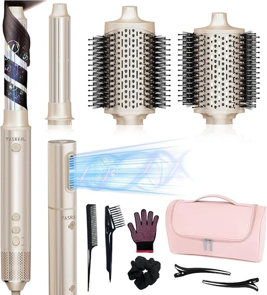 5-in-1 Hot Air Styler & Hair Dryer Brush – Fast Drying, Ionic Blow Dryer with Auto-Wrap Curler, Volumizing Brush & Straightener – Frizz-Free, No Heat Damage, Travel Bag Included for Easy Styling