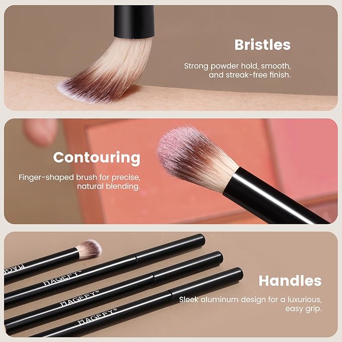 MAGEFY 20 Pcs Makeup Tool Set,13 Eye Makeup Brushes Professional Eyeshadow Brushes Set for Eyeshadow, Eyebrow, Eyeliner, Blending Concealer-Black