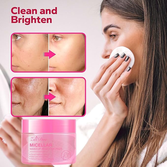 Remover Wipes, Exfoliating Face Cleansing Pads with Witch Hazel & Vitamin C for Hydrating & Calming for Sensitive Skin, 40ct