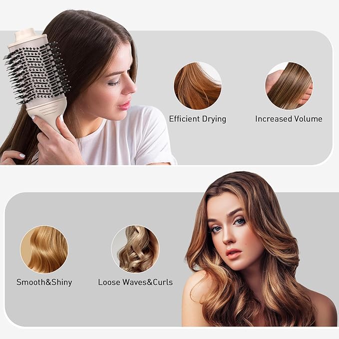 Tome Blow Dryer Brush, 3 Inch Dual Voltage Hair Dryer Brush in one, Hot Air Brush Faster Blowouts with Tons of Volume and Less Frizz