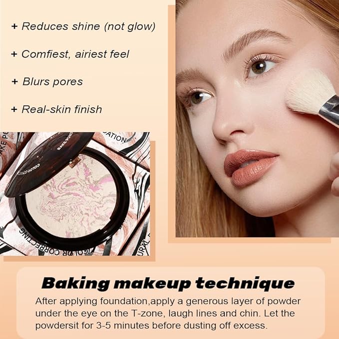 Oil Control Matte Perfection Face Powder Compact For Women, Matte Smooth Flawless Setting Powder Makeup, Polvo Compacto De Maquillaje, Waterproof Long Lasting, (Porcelain)
