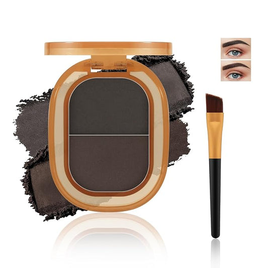 2-Color Eyebrow Powder Kit, Brow Powder with Eyebrow Brush, Long-lasting Waterproof Highly Pigment Eyebrow Makeup, Eye Brow Powder for Women