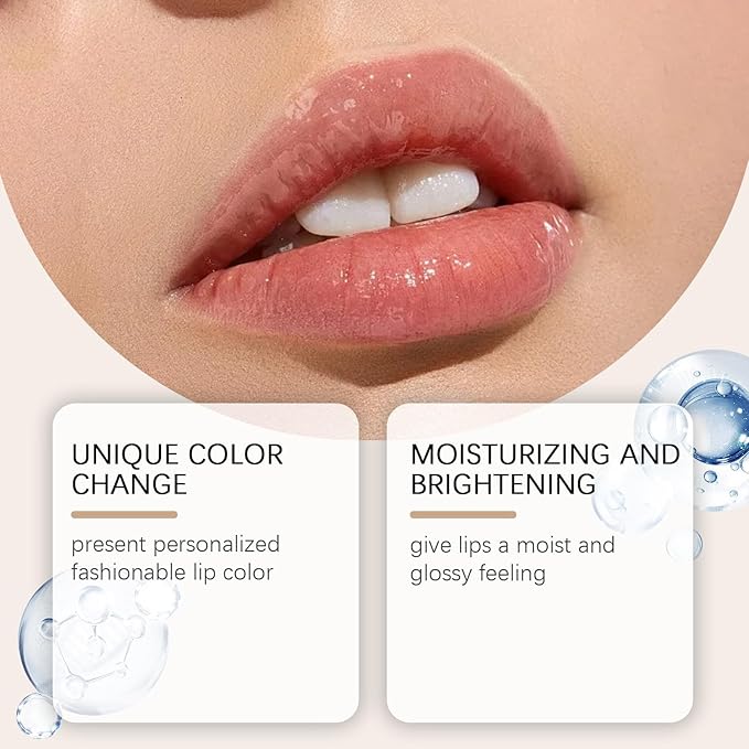 2Pcs Transferproof Color Changing Lipstick,Clear Lipstick That Changes Color,Long Lasting 24 Hours Moisturizing Glossy Shine Lip Gloss for Women