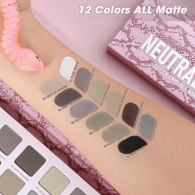 Matte Eyeshadow Palette, All Matte Cool-Toned Eye Shadows Pallet-Natural Soft Eye Makeup Compact Ultra-Pigmented Blendable Long Lasting Silkly Cream Texture Neutral Eyeshadow for Older Women