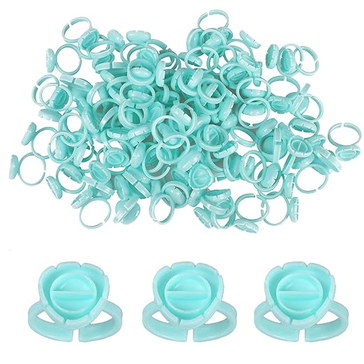 Fenshine 200 PCS Smart Glue Holder Lash Glue Ring Cups Volume Lashes Quick Blossom Cups for Eyelash Extension Supply, 2 Methods of Use (Green)