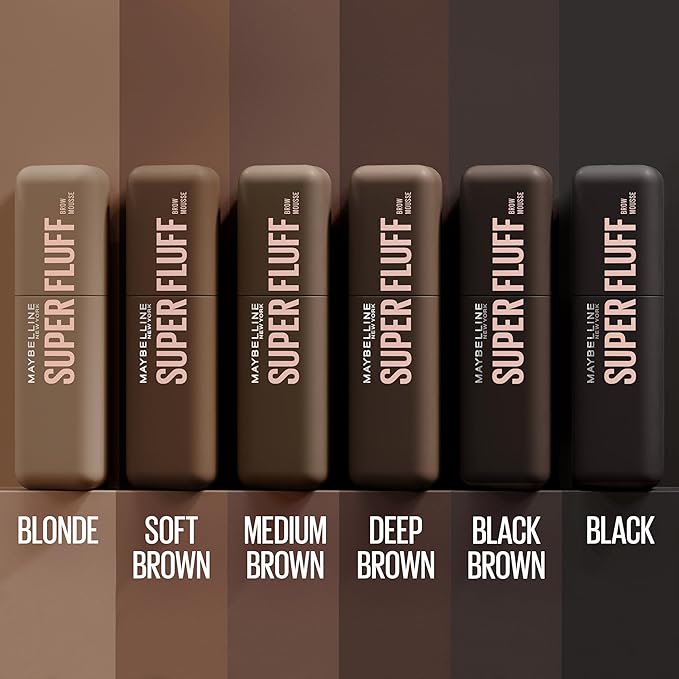 Maybelline Superfluff Volumizing Brow Mousse, All Day Tinted Brow Gel For Soft Full Brows, Black Brown, 1 Count