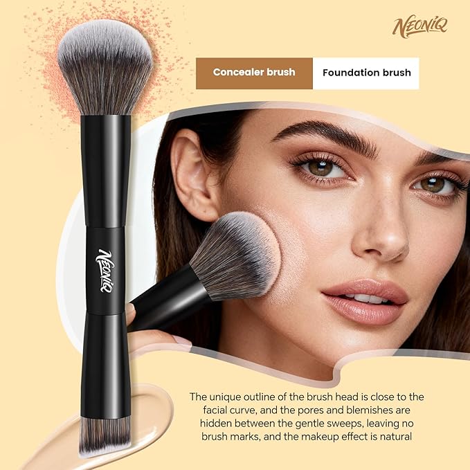 10 PCS Foundation Contour Conceal Brush Set With Bag, Makeup Brushes, Double-End Multi-functional Brushes for Foundation Powder Blush Eyeliner Eyeshadows, Professional Face Brush Set（Black）
