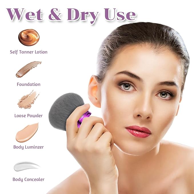 Body Makeup Brush, Extra Large Body Brush for Self Tanner 3.2 Inch Sphere Kabuki Brush Blend Blur Powder Brush Professional Makeup Tool for Face Leg Back Sunscreen Applicator, Wet or Dry Use