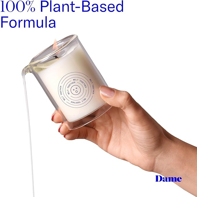 Dame Products Massage Oil Candle - Plant-Based with Kava Kava - Moisturizing and Relaxing - Melt Together Scent