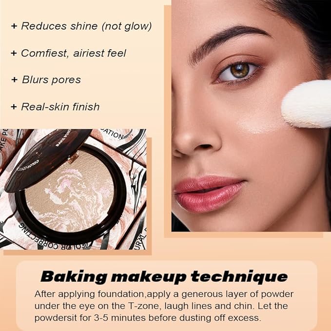 Oil Control Matte Perfection Face Powder Compact For Women, Matte Smooth Flawless Setting Powder Makeup, Polvo Compacto De Maquillaje, Waterproof Long Lasting, (Fair)