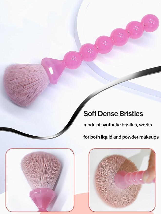 COSHINE Unique Diamond and Pearl Design Makeup Brush Set, 10pcs Cute and Full Complete Powder, Concealer, Blush, Eye Shadow Cosmetic Brushes Kit (PINK)