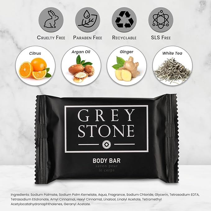 Greystone 1.25 oz. Bath Soap (Case of 250) Hotel Travel Size, Individually Wrapped, Designed for Hospitality, Vacation Rentals, AirBNB, Motels, Guest Bathroom
