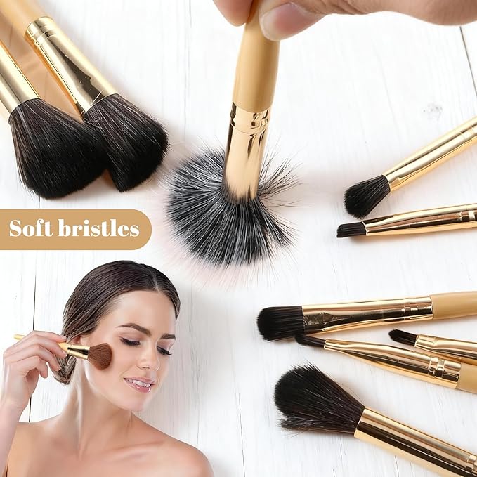 Makeup Brushes Set Gifts for Women, 9Pcs Complete Premium Synthetic Makeup Brush Set with Delicacy Storage Bag, Soft Bristles Suitable for Foundation, Concealer and Eyeshadow, Christmas Birthday Gifts