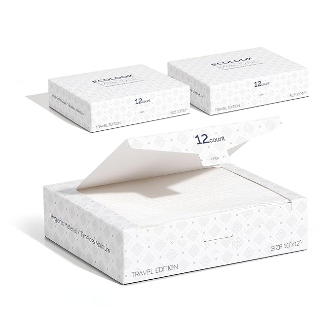 ECOLOOK Face Towels XL Travel Pack, 3-Box (12 Count Each)| Thickened Disposable Face Towels for Travel| TSA-Friendly,Premium Dry Wipes for Sensitive Skin & Makeup Removal