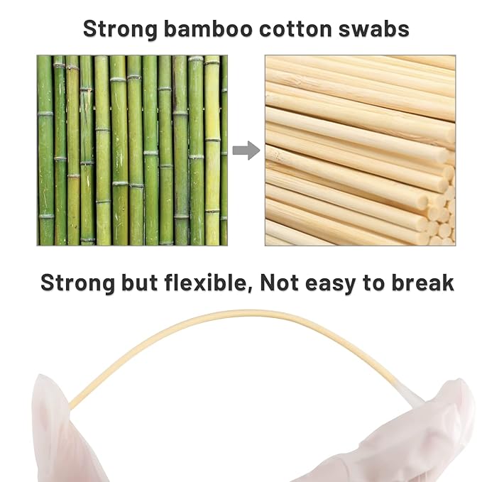 200PCS 6" Long Cotton Swabs with Bamboo Sticks - Lint Free, Highly Absorbent Cleaning Cotton Tipped Applicators