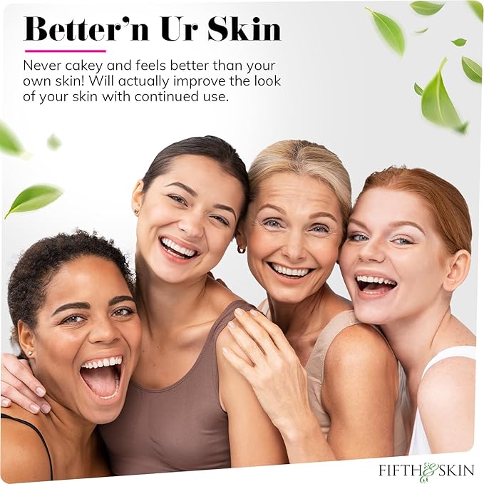 Fifth & Skin: Better’n Ur Skin Liquid Foundation (RICH TAN) - Natural, Organic, Vegan, Cruelty-Free - Gluten-Free Beauty with Buildable Coverage and Palm-Free Luxury - 1 oz