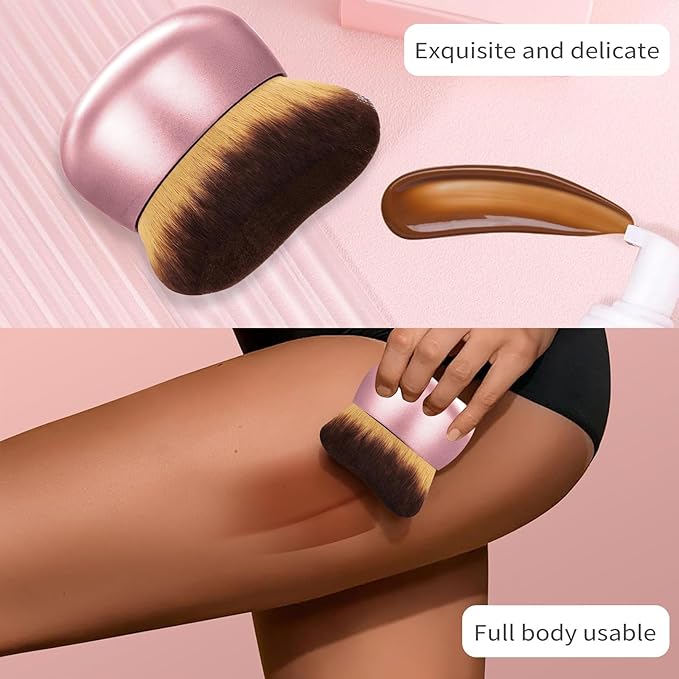 Extra Large Body Makeup Brush For Self Tanner,Leg Makeup &Bronzer Blend,75 mm Wide-headed Kabuki Brush Provides More Even& Pretty Application, Sunscreen Face&Back Makeup Brush,Wet&Dry Use-Matte (Pink)