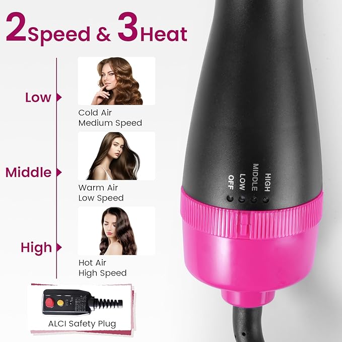 Hair Dryer Brush Blow Dryer in One, Upgraded 4 in 1 Hair Drying Hair Blowout Brush,One Step Hair Dryer and Styler Hot Air Negative Ion Anti-frizz Blowouts, Salon Volumizer & Straightener (A)