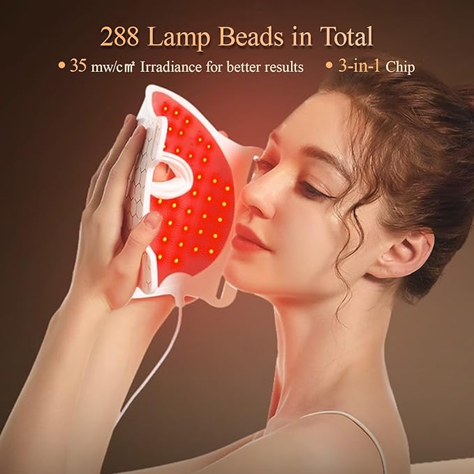MEGELIN 7 Colors Led Light Therapy Facial Mask, Face Light Therapy Mask for Face, Reduce Wrinkles Smooth Skin, Infrared Light Skin Rejuvenation(White)