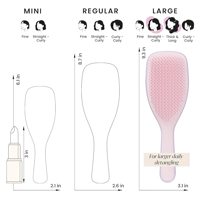 Tangle Teezer Ultimate Detangler Hairbrush for Wet & Dry Hair, Eliminates Knots & Reduces Breakage for Long, Thick, & Curly Hair Types, Large, Pink & Purple