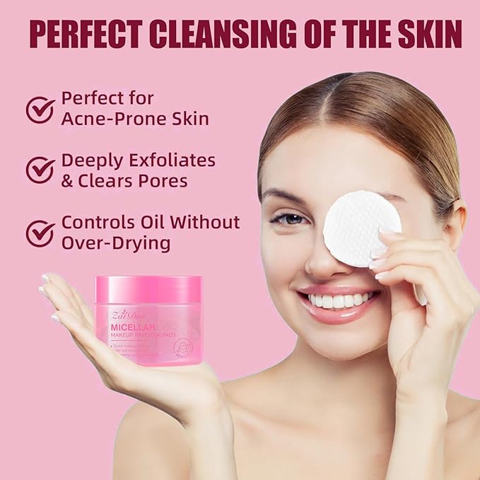 Remover Wipes, Exfoliating Face Cleansing Pads with Witch Hazel & Vitamin C for Hydrating & Calming for Sensitive Skin, 40ct