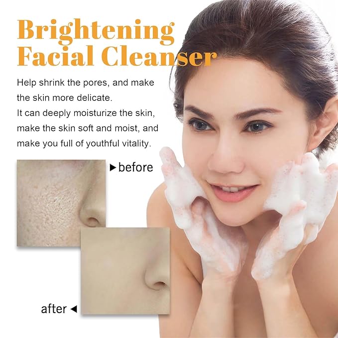 Turmeric Facial Cleanser, Deep Cleansing Facial Wash With Brush, Turmeric Foaming Cleanser for All Skin (2Pcs)