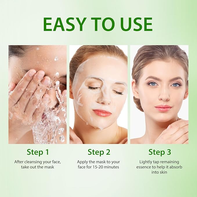 Aloe Facial Mask for Women,Hydrating Face Mask Sheet Home SPA,Moisturizing Face Sheet Mask for Dry,Oily,Sensitive Skin 25ml（5Pack）