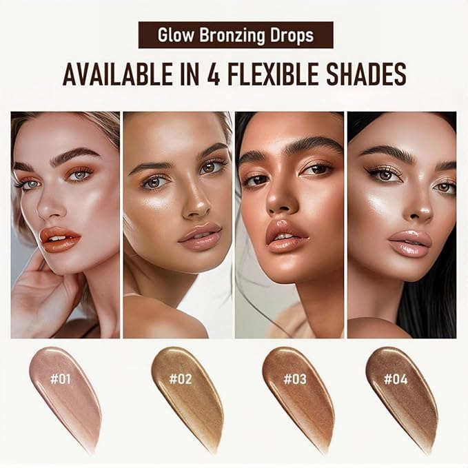 Liquid Highlighter 4 Colors Shimmer Glow Finish Face Highlighter Lightweight Waterproof Long Lasting Face Illuminator Highlight Illuminator for Face Cheek Eyes (Color 02)