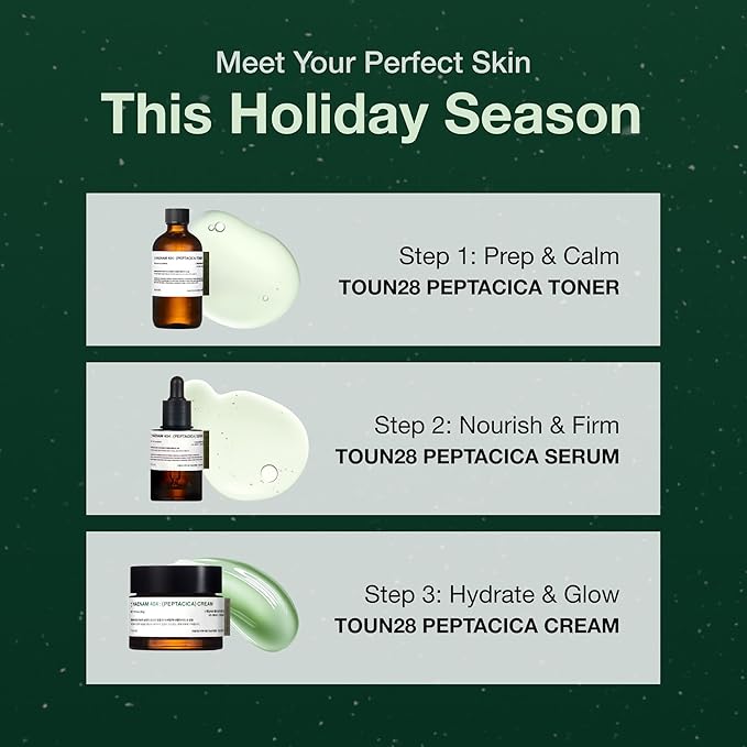 TOUN28 PEPTACICA SET | Peptide + Centella Asiatica Extract | Toner, Serum, Cream | Anti-Aging & Skin Repair | Premium Korean Vegan Beauty