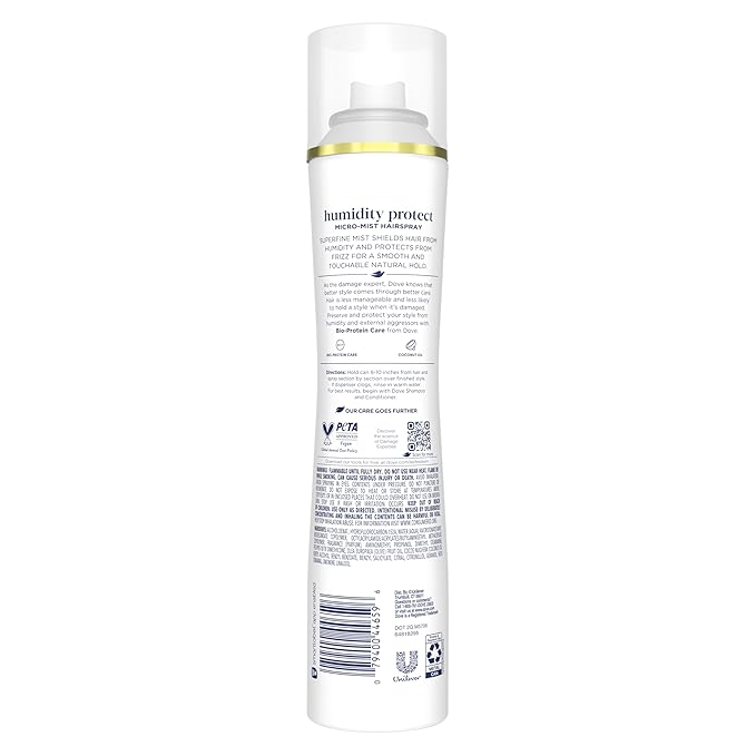 Dove Flexible Hold Hairspray 6 ct Protect Micro-Mist for Long-lasting Hold, Protection Against Humidity All-day Flexible Hold for 24H Frizz Control 5.5 oz