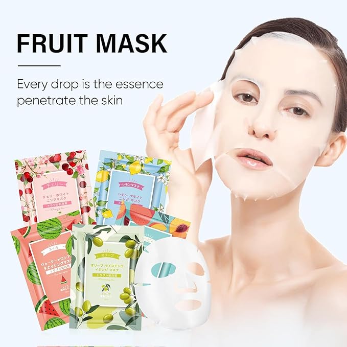 30 Sheets Face Masks Skincare for All Skin Types, Hydrating Facial Masks with Natural Ingredients, Moisturing Face Masks for Sensitive Skin, Oil Contral Facial Mask for Women