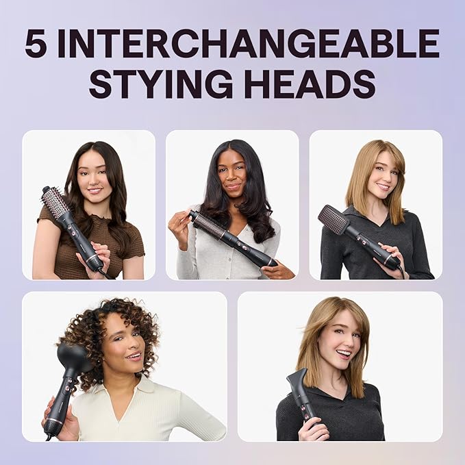 Wavytalk Hair Dryer Brush Set, Air Sculpt 5-in-1 Hot Air Brush Set | Blowout Brush Styler for Salon Blowouts, Volumizing, and Straightening, Sleek Frizz-Free for Every Hair Type, Black