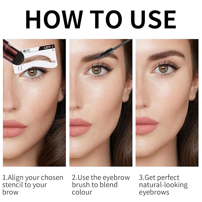 ALLROSE Eyebrow Stamp - Eyebrow Stencils Perfect Eyebrow Waterproof Eyebrow Stamp Stencil, Eye Brow Stencil Kits Brow Stamp, Eyebrow Stencil Kit for Women 20PCS Brow Shaping Kit