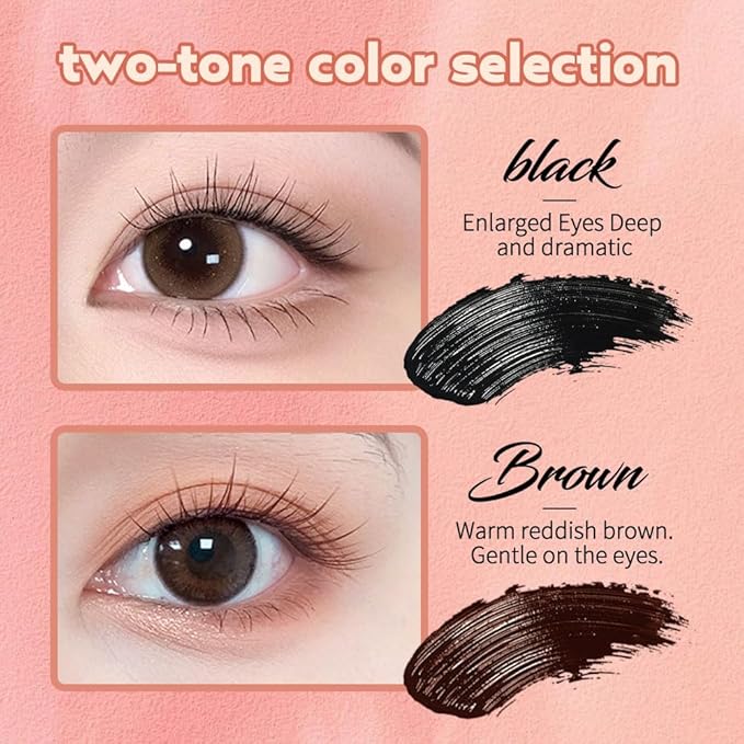 2025 New Lengthening and Curling Mascara, Sweat-proof Volumizing for Dramatic Lashes, Smudge Resistant Mascara for Oily Skin, Eye Makeup for Busy Women (Black+Brown)