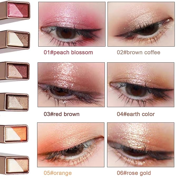 3pcs Two-color Eye Shadow Stick Set, Makeup Pen Color Gradient Rotation Flash Radiation Eye Shadow Stick Set, Waterproof Sweat Proof (146)