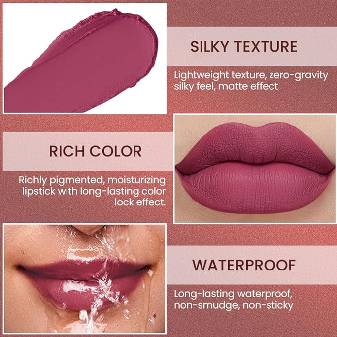 Matte Lip Liner – Sharpenable, Professional Waterproof & Smudge-Proof, Velvet Matte, Long-Lasting Color Lock, Daily Wear, Ideal for Bold & Chic Makeup Looks, Rose Red (Shade 04)