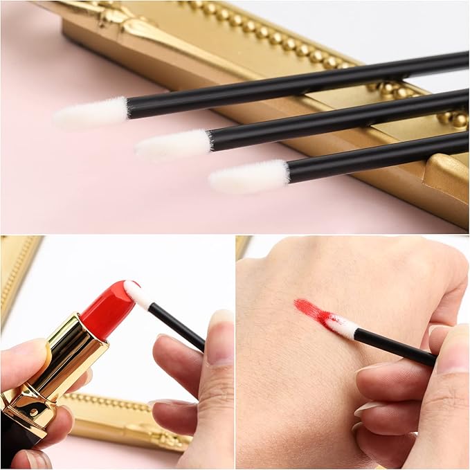 100 Pieces Disposable Lip Wands Lip Gloss Applicators Lipstick Lint Free Wands Makeup Applicator Lip Brushes Doe Foot Applicator