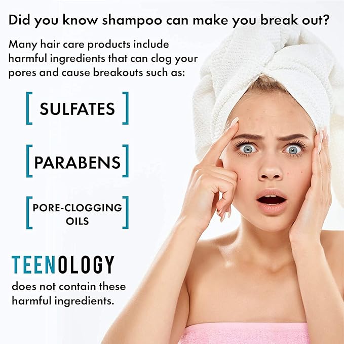 Teenology Conditioner for Teens - Avoid Forehead and Body Acne - Sulfate and Paraben Free, Noncomedogenic, Natural Botanical Extracts, Vanilla Almond - 16 oz.