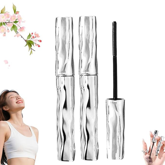 Steel Tube Eyelash Primer, Small Steel Tube Mascara, Waterproof Long-Lasting 3D Curling Eyelash Iron with No Flaking, Sweat-Proof, Quick-Drying and Reuse (2pcs)