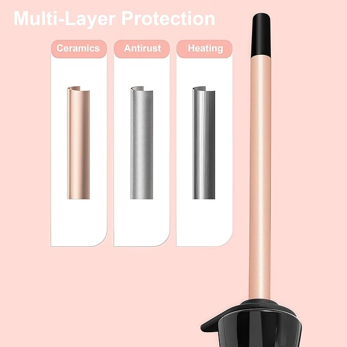 3/8 Inch Small Wand Curling Iron, 9mm Tiny Curling Wand for Short & Long Hair, 10S Instant Heat Up, Maximum Temperature 420°F, Includes Heat Protective Glove & Clips